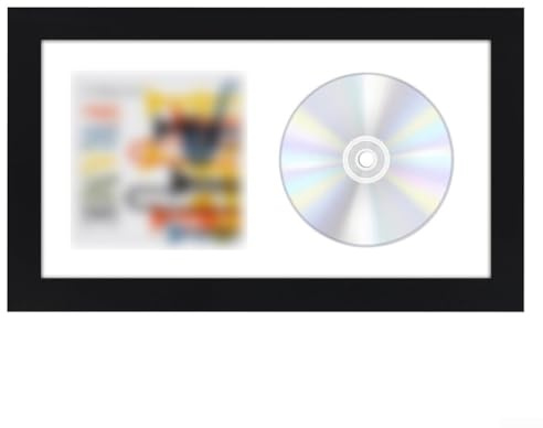 Sumsoctober CD Rahmen Vitrine mit Glas, für signierte CDs & Albumkunst, Tisch- oder Wandhalterung, schwarzer Rahmen Tischständer