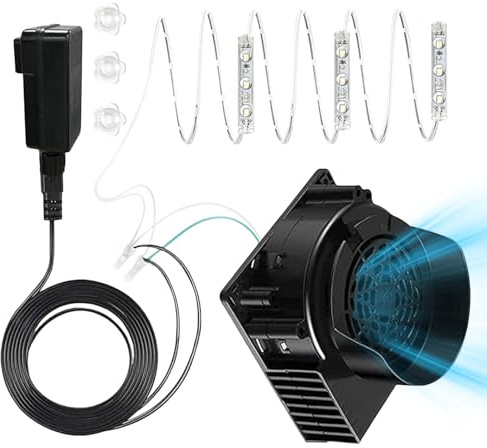 Générique Ersatzventilator für aufblasbare Artikel, Ersatz für Gebläse mit 3 LED-Lichtern | Partyzubehör für Weihnachten, Karneval, Halloween, Gartendekoration, und Camping