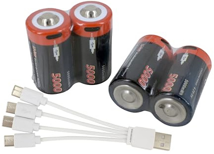 PowerSmart Lot de 4 piles au lithium LR14 Baby C 1,5 V 5000 mAh