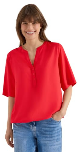 Cecil Damen Bluse mit Split Neck und Elastiksaum