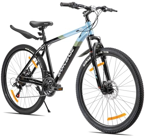 HILAND Rockford Mountain Bike 26 MTB Uomo & Donna, 21 Velocità con Freni a Disco, Telaio in Alluminio Hardtail, Bicicletta Unisex per Adulti, Blu