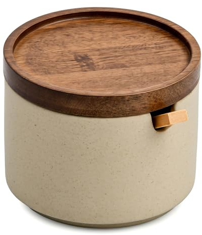 Duronge Ceramic Sugar Bowl with Lid and Spoon, 225ml Seasoning Storage Jar Sugar Pot Salt Container for Coffee Bar, Home Kitchen, for Coffee Beans Sugar Tea Spices
