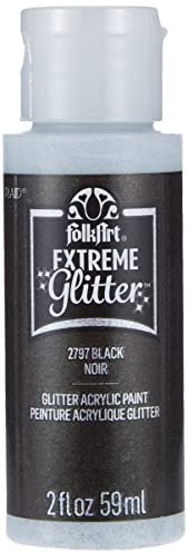 Plaid Folkart Extreme Glitter 2oz, Black (XGLT-2797)