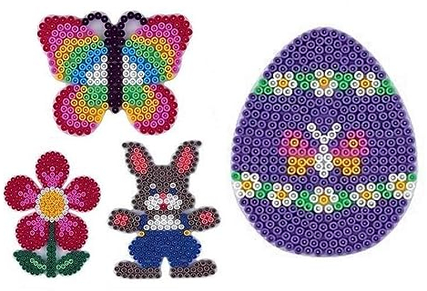Hama Midi Stiftplatten Set 20 - Ostern - Ei,Schmetterling,Blume,Häschen + 100 Bunte Bügelperlen