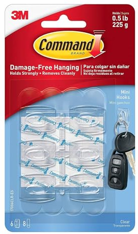 Command Strips 17006CLR Clear Mini Command Hooks 6 Count