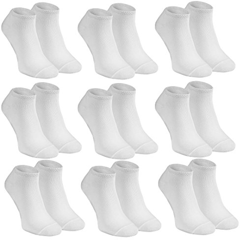Rainbow Socks - Femme Homme Socquettes Courtes en Bambou - 9 Paire - Blanc - Taille 39-41