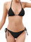 SHEKINI Bikini Damen Set Sexy Klassischer Triangel Rückenfrei Bikinioberteil Verstellbare Zweiteiliger Badeanzug Niedrige Taille Ruched Bikinihose für Frauen（L, Schwarz）