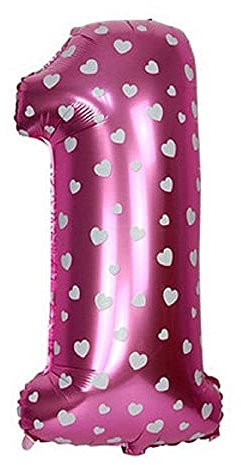16 Pink Number 1 Foil Balloons Air Filled Self Inflating Birthday Anniversary Wedding Party Banner Decorations