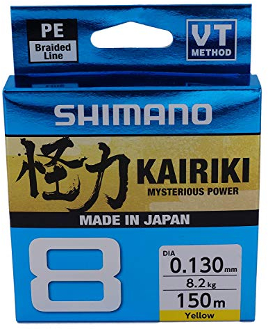 SHIMANO Kairiki 8, 150 Meter, Gelb, 0.230mm/22.5kg, 59WPLA58R37
