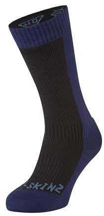 SealSkinz Unisex Kaltes Wasser Wasserdichte Socken – Mittellang, Schwarz/Blau, XL, 11100064004, Black / Navy Blue