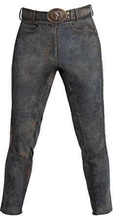 F&S LUXURIOUS RIDINGWEAR Exklusive Reithose/Lederreithose für Damen aus Ziegenleder (Grau, 42)