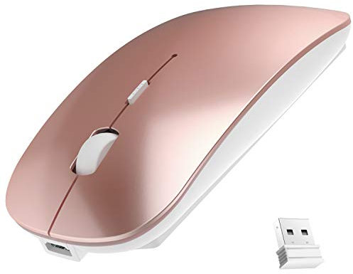 Ratón inalámbrico Bluetooth inalámbrico de 2,4 GHz, Modo Dual, Delgado, Recargable, silencioso, USB, 3 dpi Ajustables, Compatible con Ordenadores portátiles, Windows, Mac, Android, Mac y PC