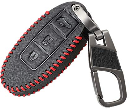 Happyit Leather Car Key Cover Case keychain for Nissan Tidda Livida X-Trail Qashqai March Juke Pathfinder Note GTR Kicks Murano Teana 3 Buttons (B)