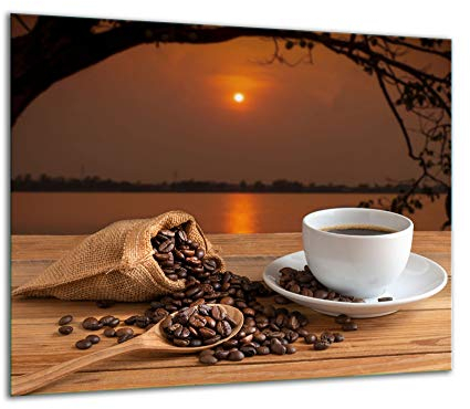 TMK | Herdabdeckplatte 60x52 Einteilig Glas Elektroherd Induktion Herdschutz Spritzschutz Glasplatte Deko Schneidebrett Kaffee