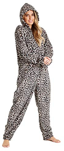 CityComfort Pigiama Intero Donna - Pigiamone Intero in Pile S-XL Caldo e Morbido (Marrone, M)