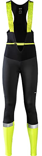 GORE WEAR Damen Thermo Fahrrad-Trägerhose Ability, Mit Sitzpolster, GORE-TEX INFINIUM, 40, Schwarz/Neon-Gelb