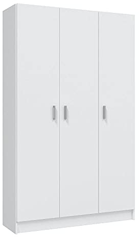 Mobelcenter - Armario Multiusos 3 Puertas - Armario Auxiliar con Escobero - Acabado Color Blanco - Medidas: Ancho: 109 cm x Fondo: 37 cm x Alto: 180 cm - (1232)
