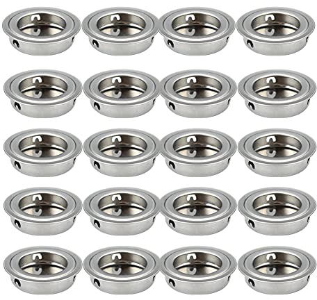BOZONLI 20 Stück Griffmulden Edelstahl Schiebetürgriff Griffmuschel Rund Einlassgriff für Schiebetüren Schubladen Schrank (φ 35mm)