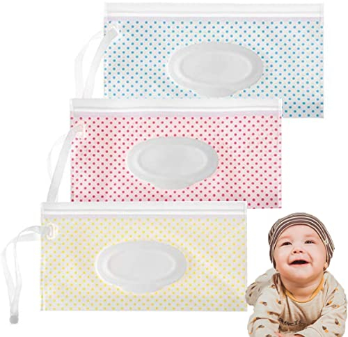 3 PCS Wet Wipe Pouch Reusable Baby Wipes Travel Wipes Case Wipes Case Holder Portable Travel Wipes Dispenser for Home Outdoor Baby Wipes Personal Wipes