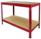 Mesa Trabajo Metálica Q-Rax Sin Tornillos Roja 90x100x60cm Banco Trabajo Taller Garaje Bricolaje Red Metal Workbench Estante Ajustable Altura con Capacidad 200kg + Pies de Goma Protectores GRATIS