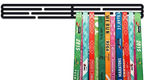 United Medals BLANK Medaillenhalter Running Laufen Sport für 60 Medaillen Aufbewahrung - Läufer, Sportler Geschenk Marathon Zubehör - Medal Holder Hanger Display Rack - Schwarz