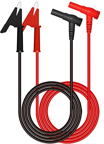Greluma 2 Stück Multimeter Messleitungen, Bananenstecker rechtwinklig zu Krokodilklemmen Weiche Testkabel Drähte für elektrische Tests 3,3 Fuß / 1 m