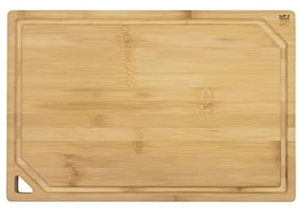 Sabatier Extra-Large Bamboo Cutting Board with Juice Trench & Handles, Reversible Kitchen Chopping Board for Meal Prep & Serving, Bread Board with Grooves for Charcuterie (12 x 18)