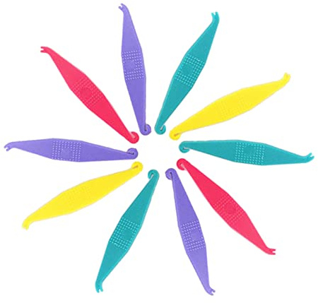 SNAWOP Colocadores elásticos dentales Ortodoncia Tirantes Bandas de goma Ganchos de plástico (Multi Color 10PCS)