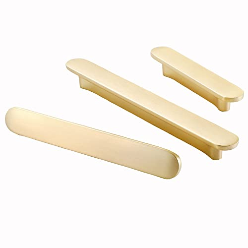 2 Stück Lochmitten 2,5 Zoll (64 mm) Küchenschubladengriff Türgriffe Griffe aus Zinklegierung Moderne Beschläge aus gebürstetem Messing in Gold für Kleiderschrank, Badezimmer, Kommode
