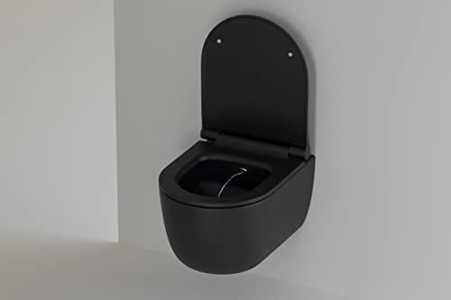 Dusch WC spülrandlos schwarz matt I Taharet WC Set Vitra Kaltwasser Armatur I Bidet WC Dusche randlos I Hänge WC Bidet Funktion I Spülrandloses Wand WC Softclose WC Sitz