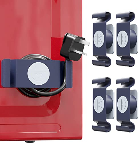 4 Pack Cord Organizer for Kitchen Appliances, Adhesive Rotatable Cable Winder Bundlers Hider Wrapper Holder, Wire Keeper, Tidy Wrap for Cable Management with Home, Bathrooms, Offices (Blue)