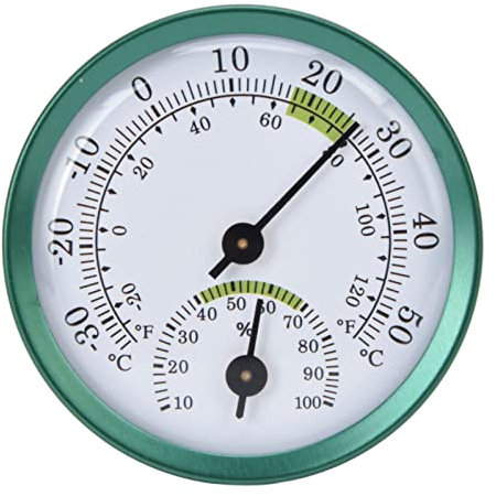 Fockety Thermomètre Mural, Mini Tenture Murale sans Piles Nécessaires Cadran Mince Transparent Hygromètre à Grand écran Graduations Claires Thermomètre Mural Intérieur Extérieur Thermomètre à Compost