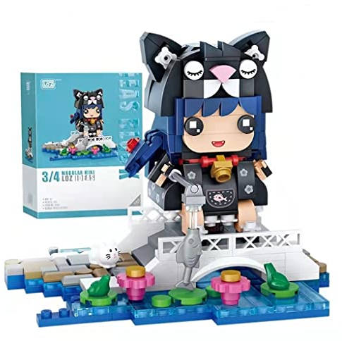 LOZ Katzenmädchen Klemmbausteine Set, 365 Teile, kreatives Manga Diorama mit Brücke und Garten, Miniaturfigur im Tierkostüm, 11 x 11 x 8,5 cm, DIY Bauprojekt, dekorativ, sammelbar, kompatibel, bunt