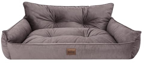 Bjird Hundebett - Hundekorb für kleine mittelgroße & große Hunde - Hundekissen - Hundesofa - EInfach zu reinigen - Joker Gesteppt - Größe: M: 82 x 63 cm - Braun Fancy