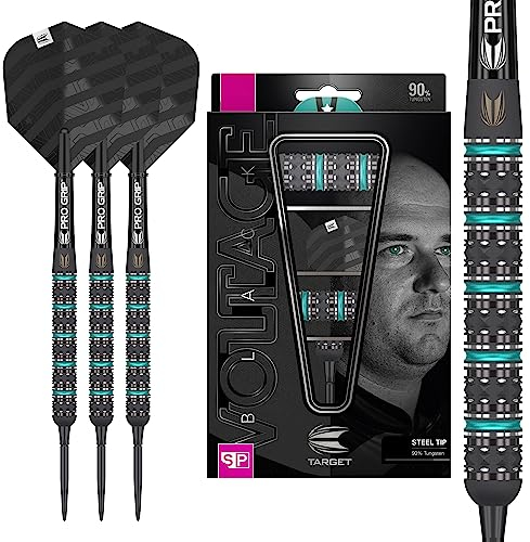 Target Darts Unisex-Adult Rob Cross Black Edition 90% Wolfram Swiss Point Steeldarts-Set Dartpfeile, Schwarz, 24G