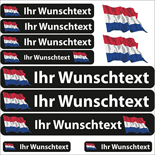 INDIGOS UG Fahrrad Aufkleber Niederlande - 13 Fahnenaufkleber wehend - Sticker selbst gestalten - Autoaufkleber- Motorrad - Namensaufkleber wasserfest personalisiert - Wunschtext
