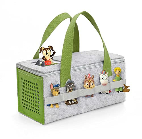LuckySign - Musikbox Tasche für Toniebox Tragbar Toniebox Transporttasche für Figuren und Box samt Zubehör Aufbewahrung Leichtes Gewicht und große Kapazität, 29X14X14cm - Grün