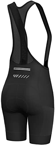 Lo.gas Fahrradhose Damen Gepolstert Mit TräGer Fahrrad TräGerhose Damen Bib Shorts Fahrradhose Schnell Trocknende StoßFeste Fahrradunterhose Mit 4d Polster Tasche B-Schwarz S