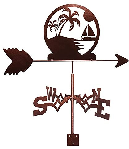 JESSAH Wetterfahne 50 cm Retro Segelschiff Wetterfahne Wetterfahne mit Halterung – Edelstahl Windrichtungsanzeige Windfahne für Schuppen Garten Garage Kuppelschuppen und Pavillon