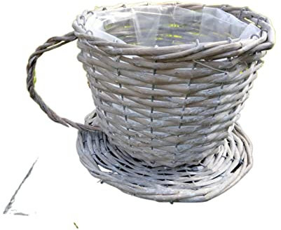 DIVAS SPIRITUAL Cup Saucer Basket Planter Indoor Outdoor Home Decorative Planter Water Proof Lining Flower Pot
