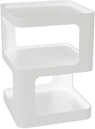 PINNKL Nachttisch mit Offenem Regal, Beistelltisch im Modernen Design, Nachttisch mit Offenem Fach, Beistelltisch für Wohnzimmer, Schlafzimmer (Color : Wit, Size : 13.7x13.7x21in)