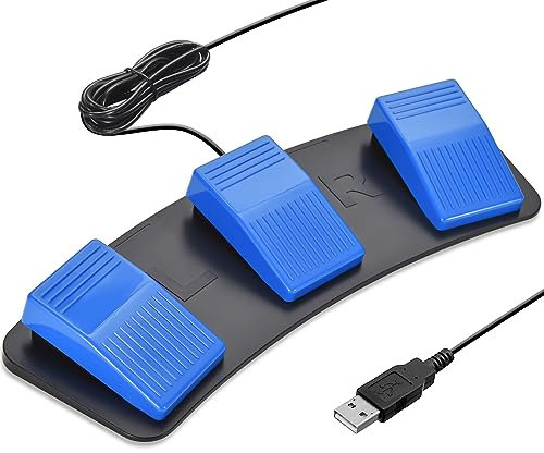 iKKEGOL Upgraded 2023 Digital Optical USB Foot Pedal, USB Tripe Foot Switch Game Control, 3 Keys Programmable Footswitch Mouse Keyboard for Video Game Push to Talk, Transcription HID (Triple Pedal)