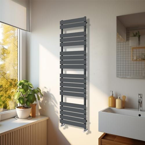 NRG Modern Bathroom 1800 x 450mm Flat Panel Heated Towel Rail Radiator Anthracite for Living Room and Kitchen