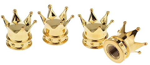 Direkt vom Hersteller - Crown Tire Dekorative Ventilkappe Krone Ventil Mund Kappe, Kunststoffbeschichtung, 5 Farben, Ventilkappe Set von 3 - Golden