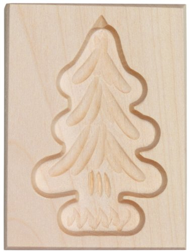 Teemando Produktbild Spekulatius-Form, Motiv Tanne, Springerle-Formen für Kekse mit Motiv, Plätzchen-Ausstecher, Holz-Model-Backform, 8cm, aus Holz