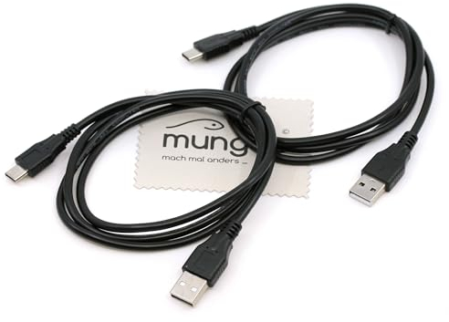 2 Stück 1m Ladekabel für Sony Playstation 5 Dual Sense, Xbox Series S, Xbox Series X Controller Aufladekabel Ladegerät mit mungoo Displayputztuch