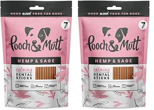 Pooch & Mutt - Calming Dental Sticks, Hemp and Sage Flavour, 251g (Pack of 2)