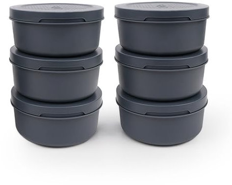 ZiiPa • Set de 6 Boîtes à Pâtons Spetina Ardoise • Boîtes Alimentaires Hermétiques 250g pour Pâte à Pizza ou Ingrédients • Empilables • Compatible Topping Station • Lavables • Sans BPA