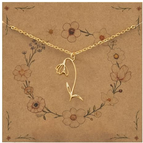 Bixorp Geburtsblumenhalskette Gold & Silber - Edelstahlblumenkette für Damen & Mädchen