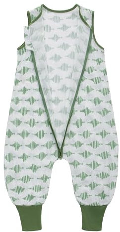 LAT Baby Schlafsack Sommer mit Füßen 0.5 Tog Musselin Kinder Sommerschlafsack für Jungen und Mädchen Ärmellose Baby Schlafsack mit Beinen Sommer (Streifen, M/12-24 Monate)